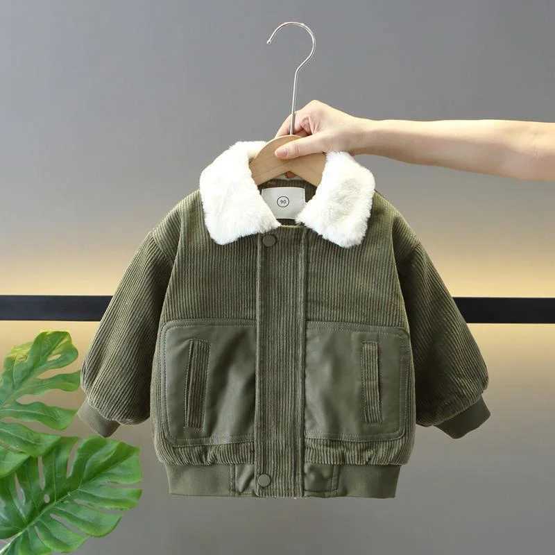 Winter Padded Corduroy Jackets Kids Thick Plus Velvet Cotton Clothes Warm Parka Cold Coats Teen Snowsuit Outerwear 2-8 YearsXJ241214