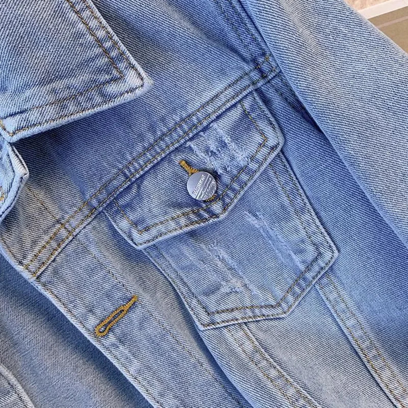 womens denim jacket Spring and Autumn Korean fashion retro Jean Coats 2024 casual 241211