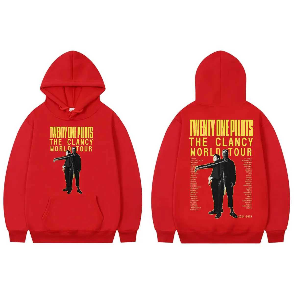 Rock Band 21 Pilots Double sided Graphic Hoodie Clancy World Tour 2024 Sportswear Mens Retro Fashion Zipper X241216