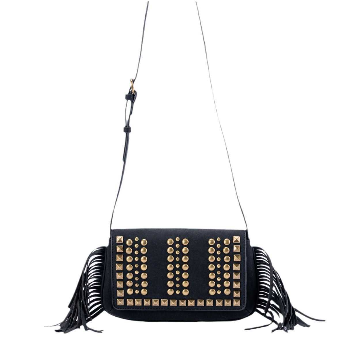 Women's bag rivet bag tassel rivet bag trendy spicy girl single shoulder crossbody women's bag handbag 241215