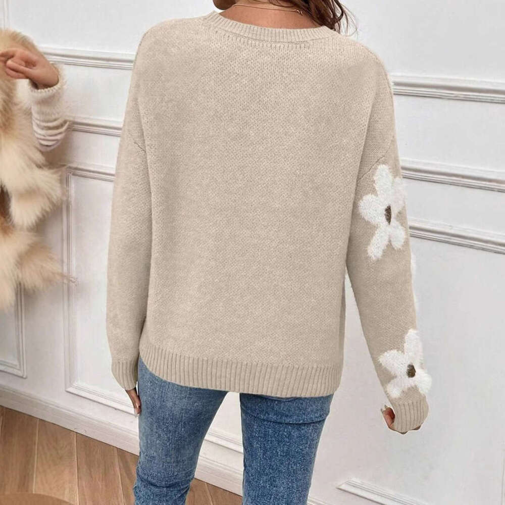 Fashion Pullover Round Neck Long Sleeved Sweater, European And American Foreign Trade Wer Jacquard Clothes, Autumn Women's Clothing