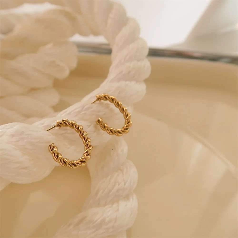 EManc 10 Retro Spiral Wrapped Ring Earrings Suitable for Punk Party Earrings for Women Fashionable Gold Silver Jewelry Pendant 241216