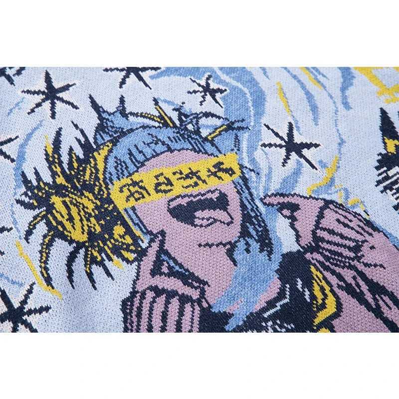 Harajuku Japanese Anime Graphic Sweater Men Hip Hop Streetwear 2021 Autumn Oversize Pullover Sweater for Men Fashion SweatersXJ241216