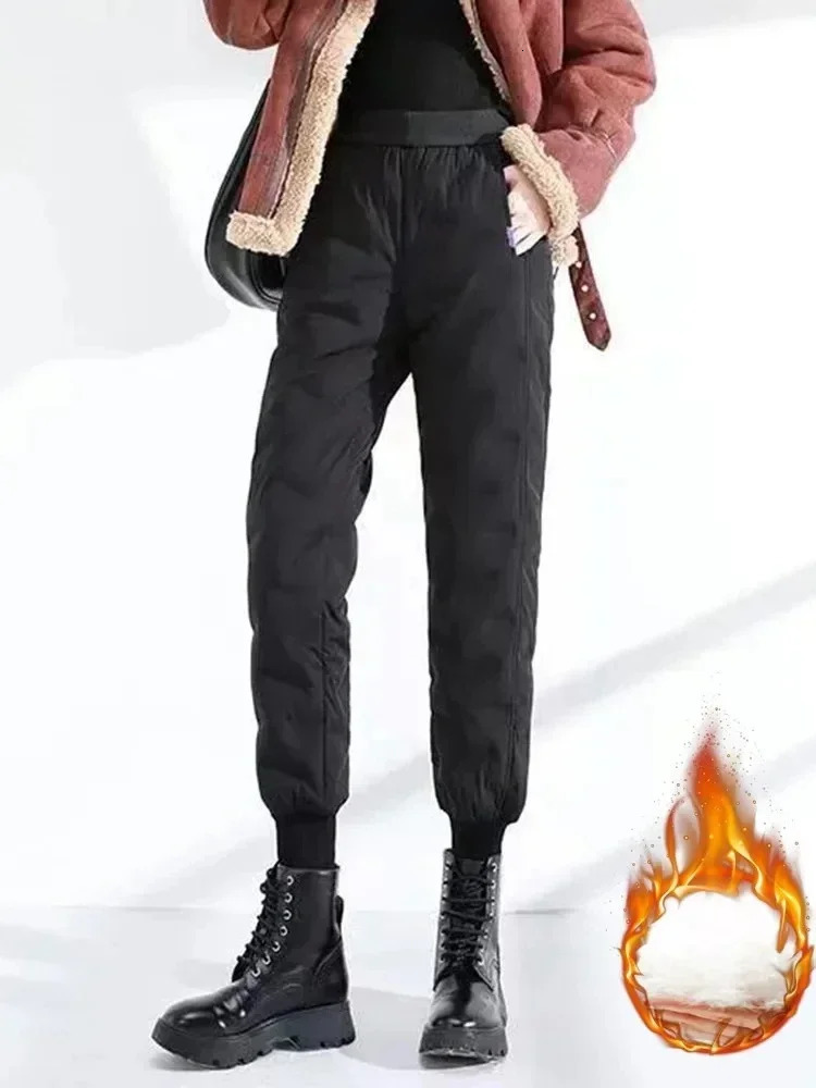Winter cotton thick warm pants for women Bloomer casual chiffon high waisted Pantalones autumn Sportnie Trouser 241212