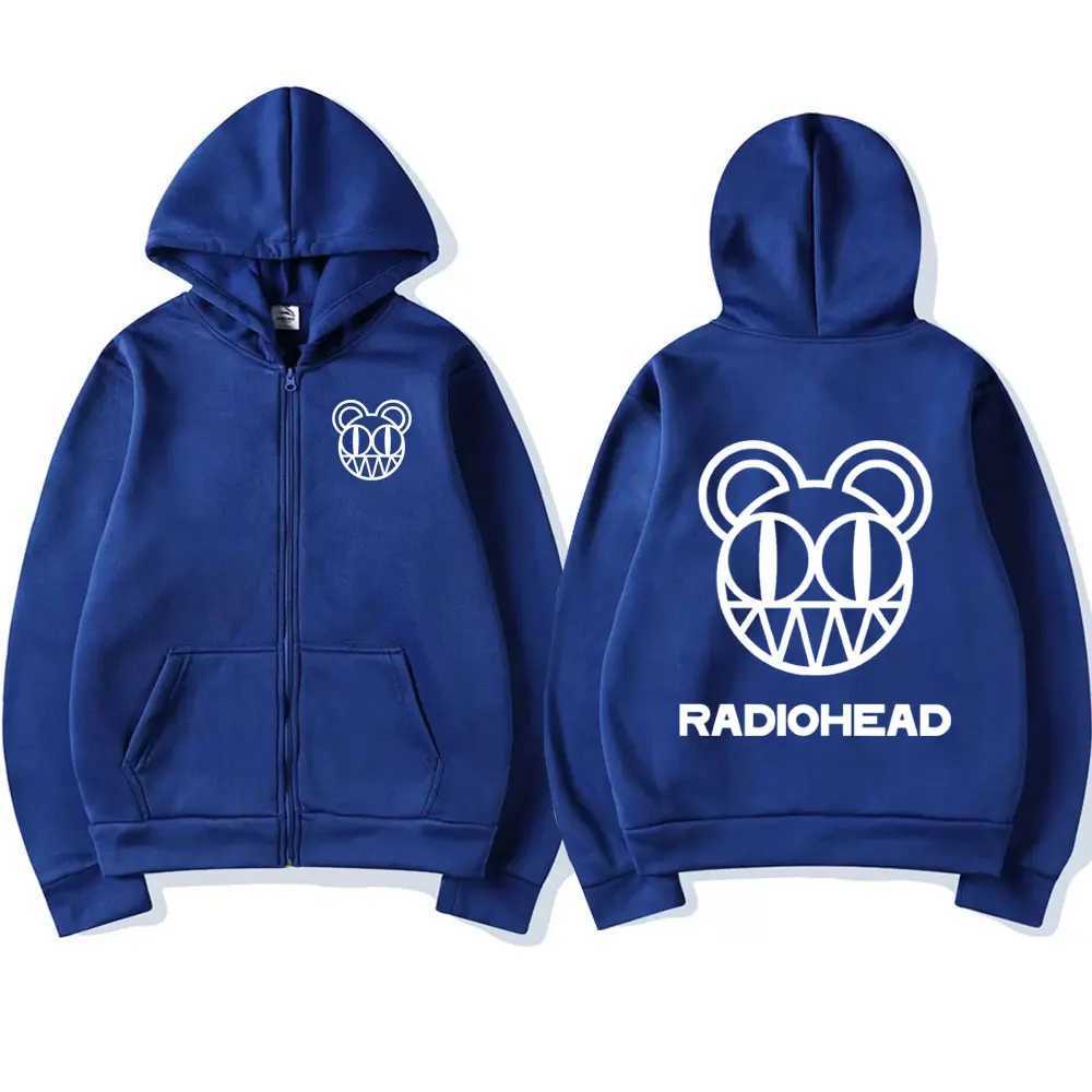 Rock band Radiohead Zipper Hoodie Mens Fashion Retro Zipper Sweatshirt Punk Hip Hop Super Dalian Hoodie Jacket Coat X241216