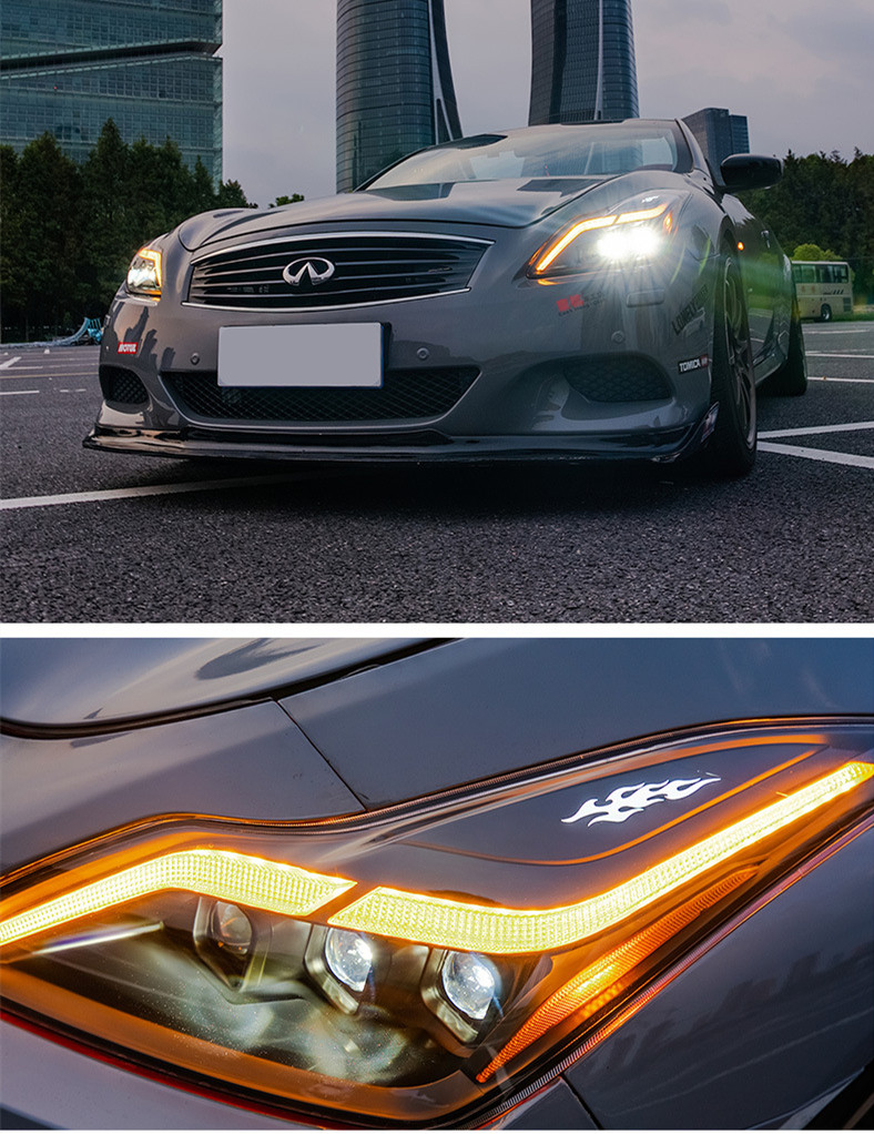 Headlight Assembly For Infiniti G28/G37 Coupe Upgrade Headlights LED Daytime Light DRL Flowing Signal Lamp