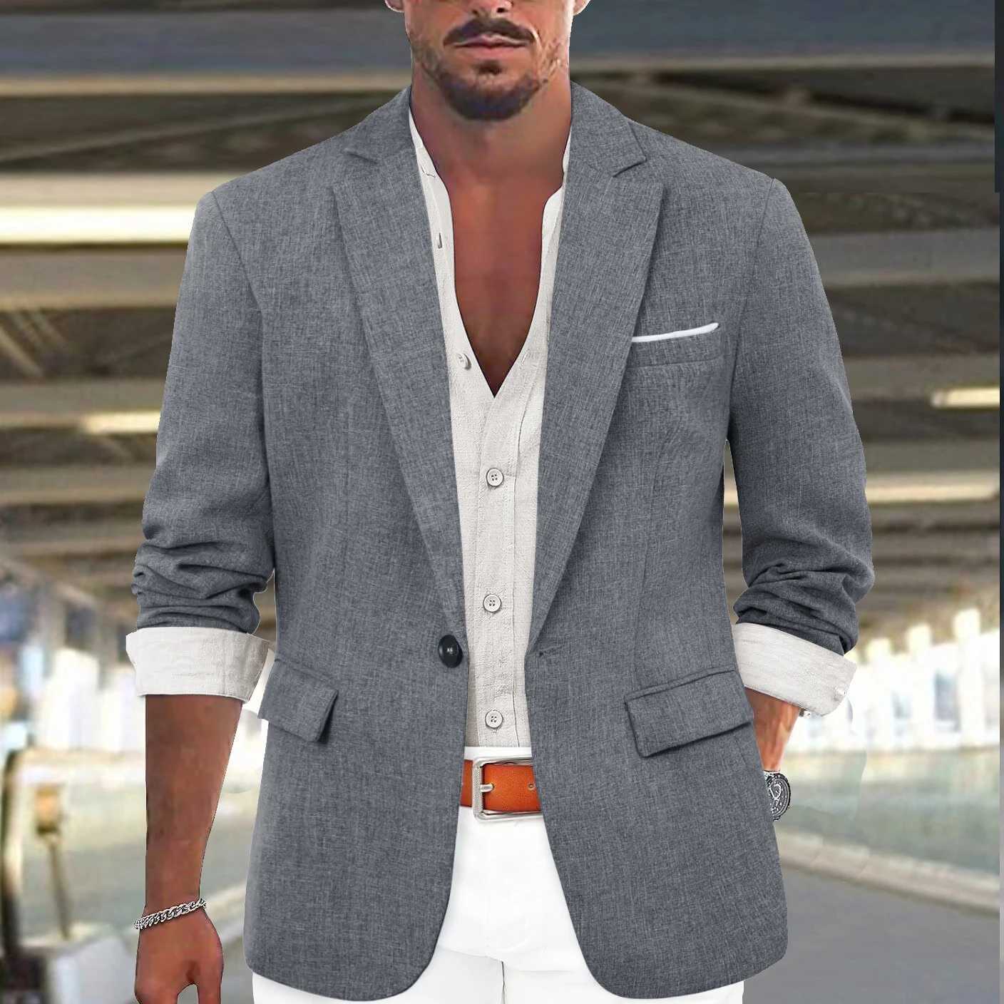 Men Blazer Casual Slim Fit Sport Coats One Button Lightweight Suit Jacket Fashion Classic Jackets for Men Wedding Business Coat W241216