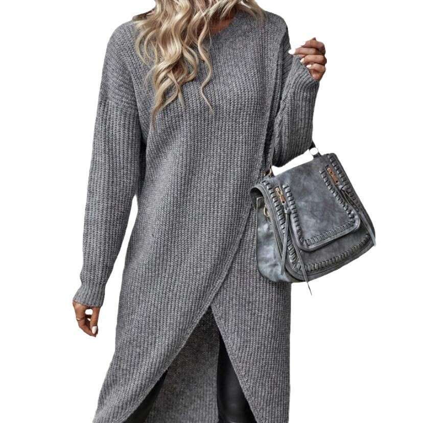 European And American Autumn Clothes Women's Knitted Sweater Long Loose New Dress Jacket