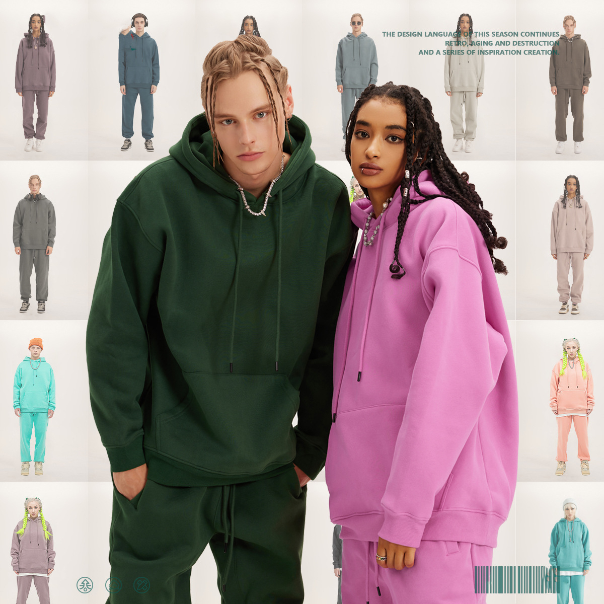 Winter New Men And Women Zipper Hoodie High Street Unisex Style Double Pockets Oversize Loose Sweatshirts Outerwear Top