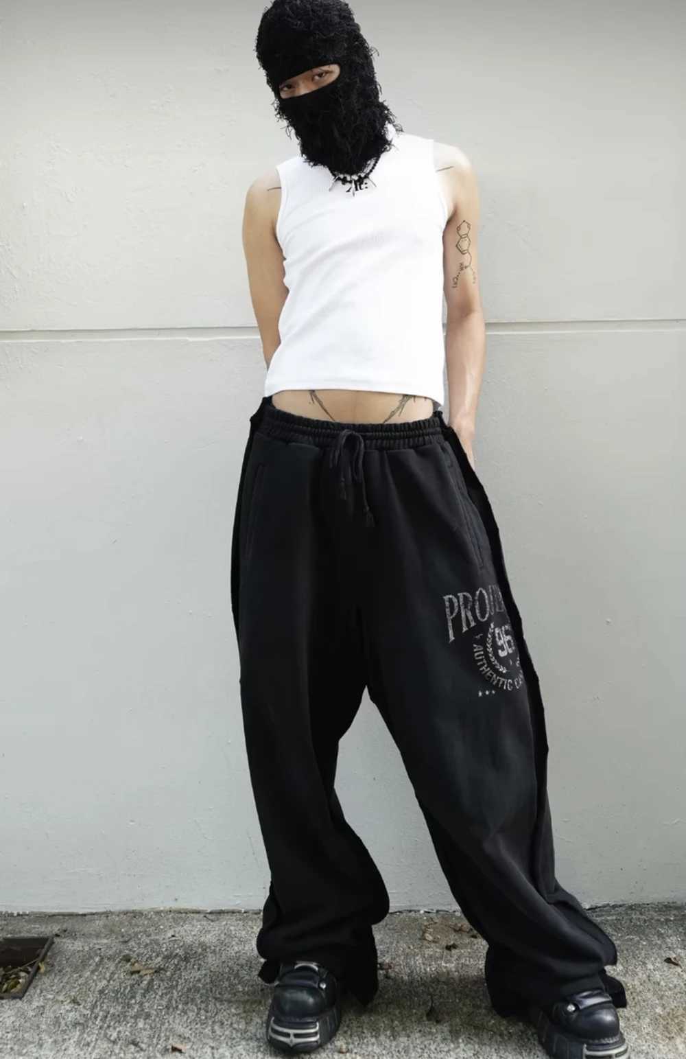 Yao888 casual fashion cotton loose retro pants splicing work cut floor length Trouser mens super street sports pants X241216