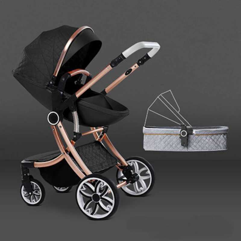 Strollers# Baby Stroller 2 in 1 Can Sit Can Lie Baby Pram High Landscape bidirectional Baby Pram Shock absorption four wheels stroller S2412166
