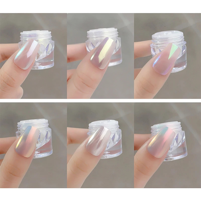 1 bottle of Moonlight Mirror Nail Sparkling Powder Paint Aurora White Chromium Dust Decoration Accessories 241213