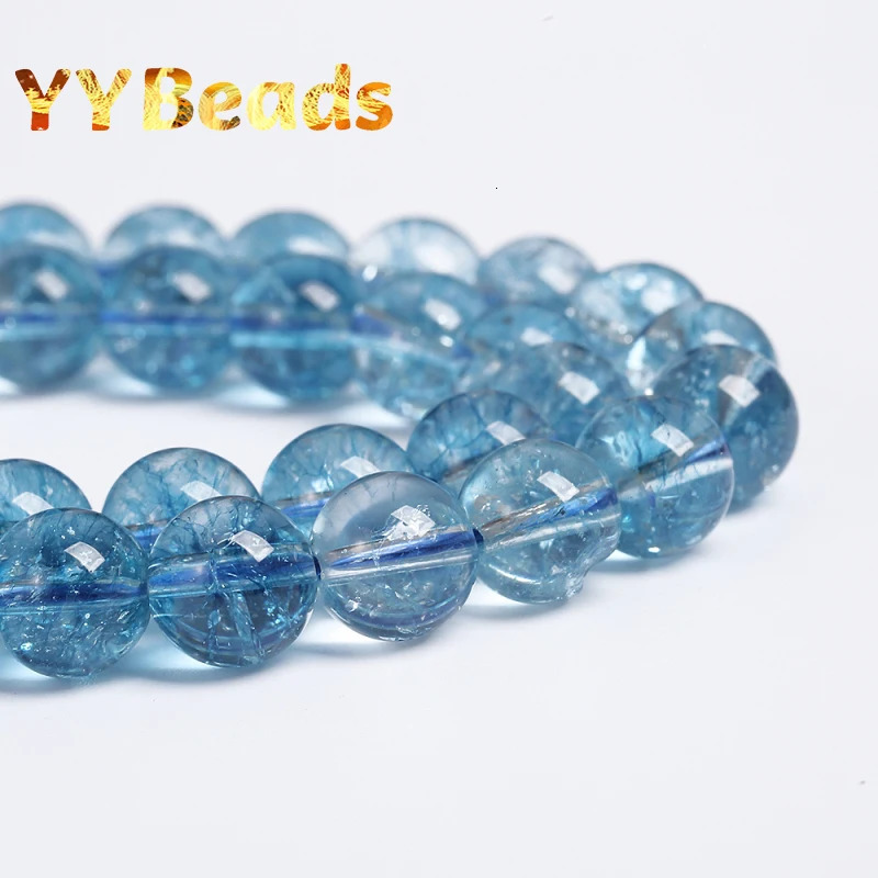 5A highquality light blue Topazs bead cracked crystal loose used for jewelry making bracelets necklaces 412mm 241212