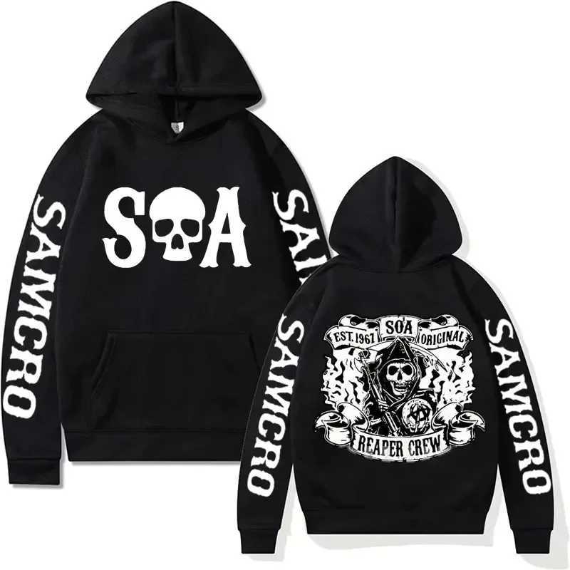 Sons of Anarchy SAMCRO Mens Graphic Hoodie Rock Punk Sportswear Mens Harajuku Trend Retro Super Large Hoodie X241216