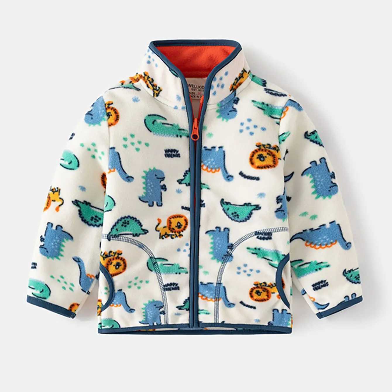 Boys Padded Jacket Outside Dinosaur Toddler Zipper Standing Collar JacketXJ241214