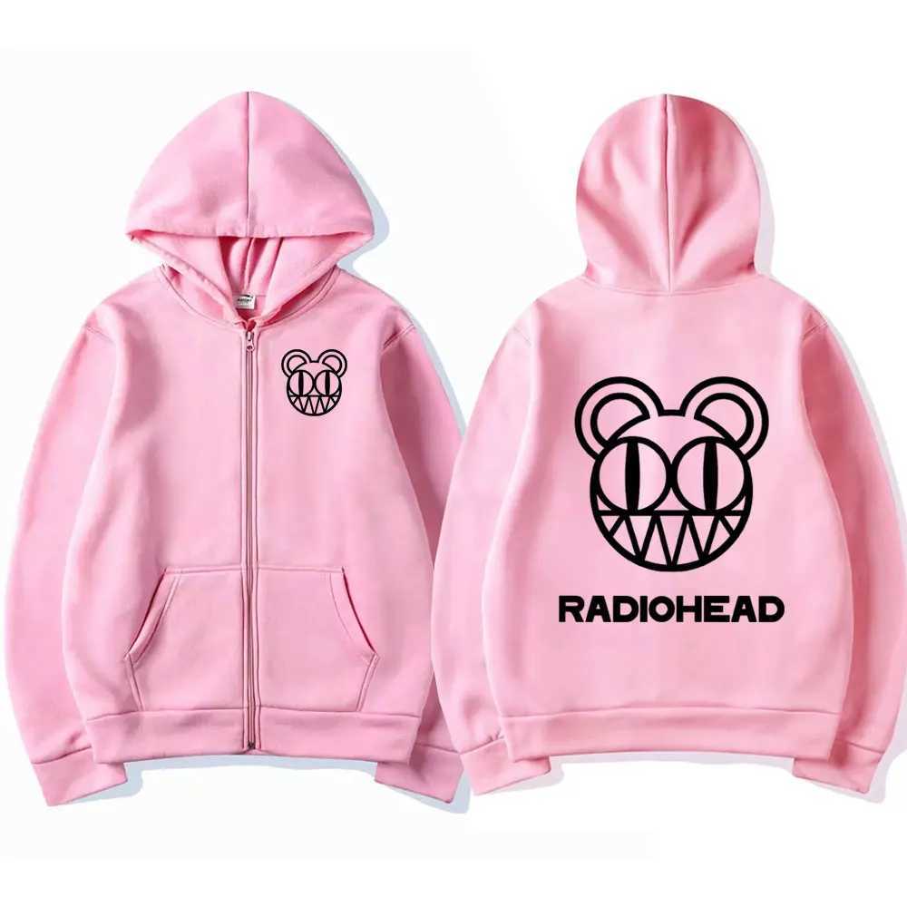 Rock band Radiohead Zipper Hoodie Mens Fashion Retro Zipper Sweatshirt Punk Hip Hop Super Dalian Hoodie Jacket Coat X241216