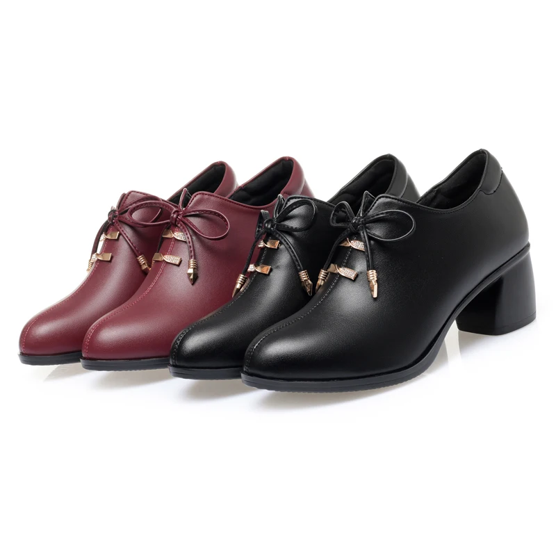 AIYUQI Women Fashion Shoes Genuine Leather Mid-heel Women Spring Shoes Formal Wear Business Large Size Women Dress Shoes