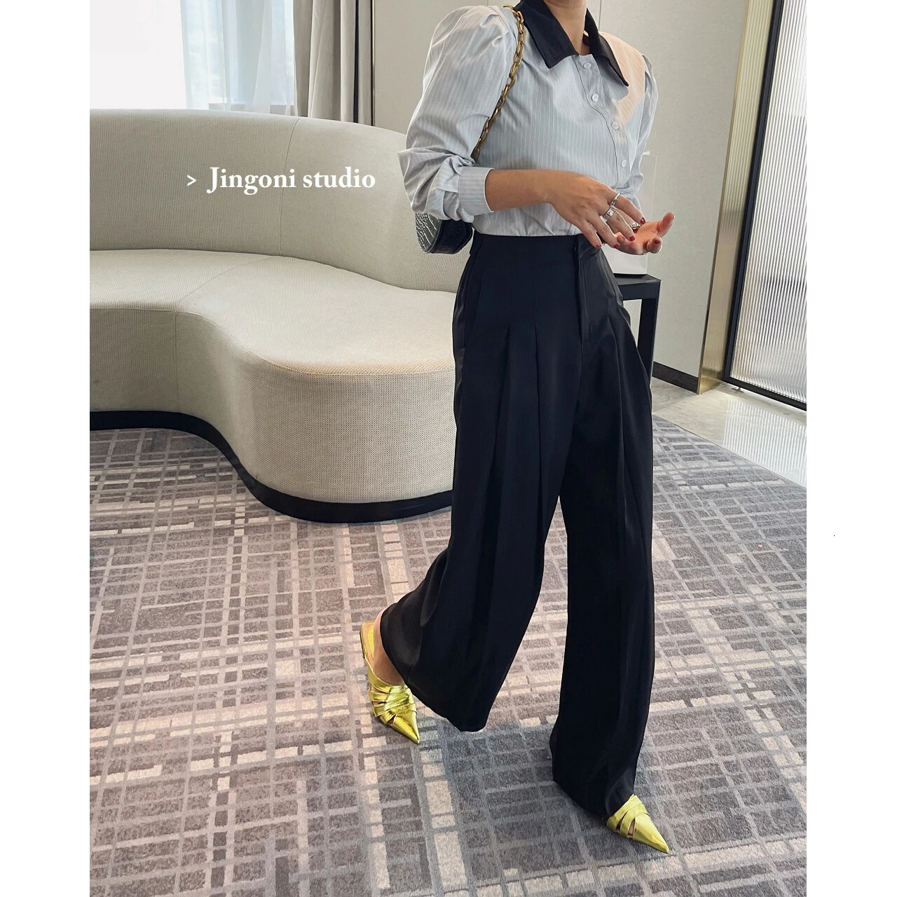 Y2k Womens Pants Cargo Set Summer Korean Fashion Wide Leg Retro Elastic High Waist En Wrinkle Elegant Classic 241214
