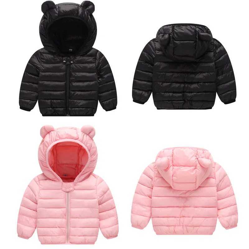 Boys Girls Thin Down Jackets Kids Hooded Coats Spring Autumn Baby Solid Warm Jacket Toddler Girl Zipper Jacket Ski OuterwearXJ241214