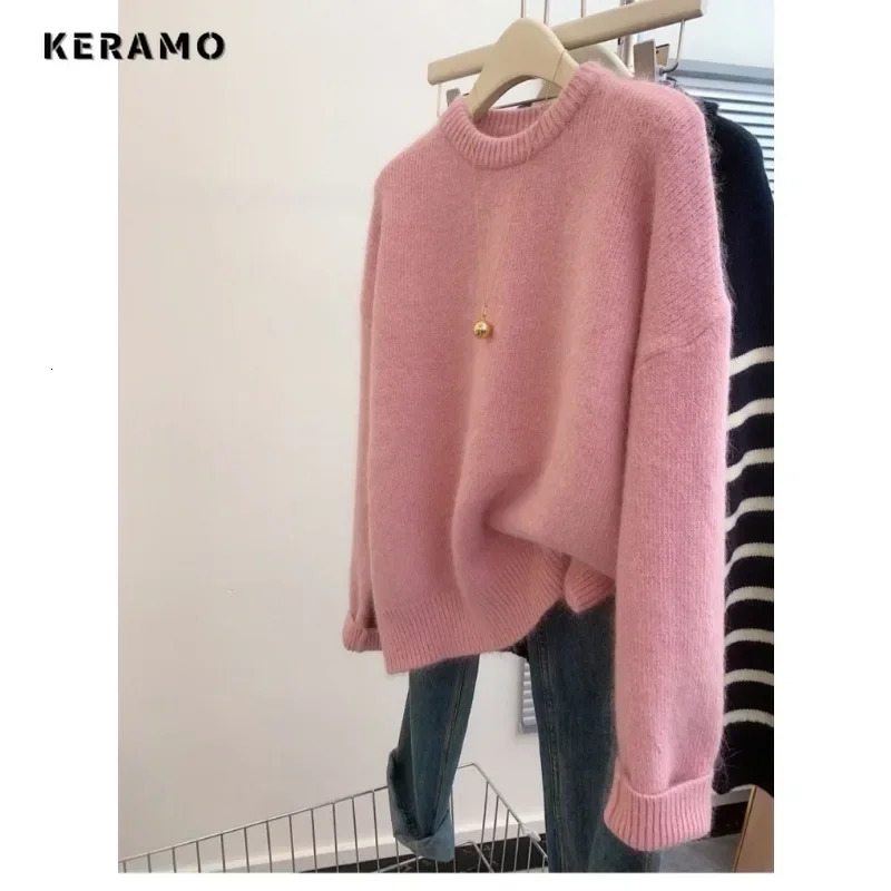 2024 Autumn Winter Elegant Retro Grey Vneck Knitted Long Sleeve Gyaru Floral Womens Casual Solid Color Sweater 241211