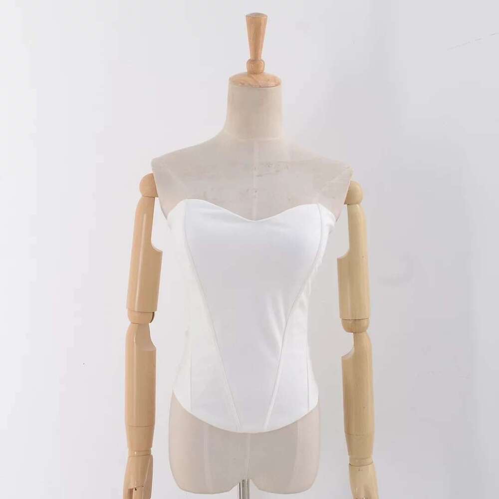 European American INS spicy girl three-dimensional cut slimming fishbone sexy corset, strapless wrap, slim fit, off shoulder base top 2024 new style, 