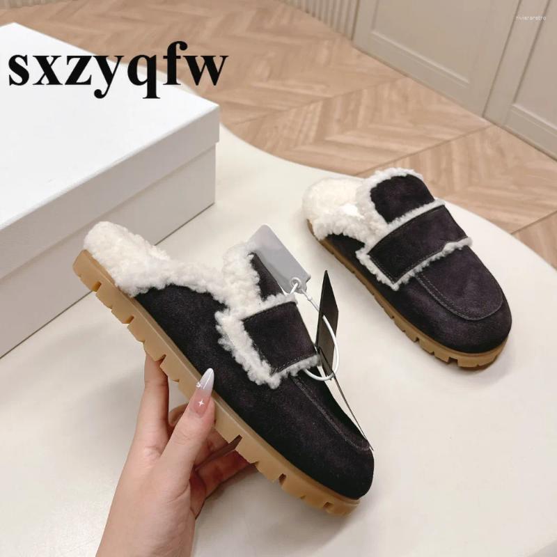 Slippers Designer Platform Half Women Autumn Wrap Toe Solid Color Shoes Fashion Female Winter Casual Outdoor Flat