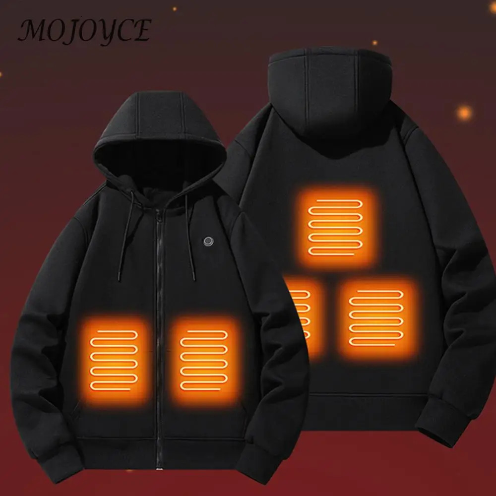 Electric Heated Hoodies Winter Heating Casual Hoodies Long Sleeve Streetwear Thermal Heated Jacket for Men and Women 241214