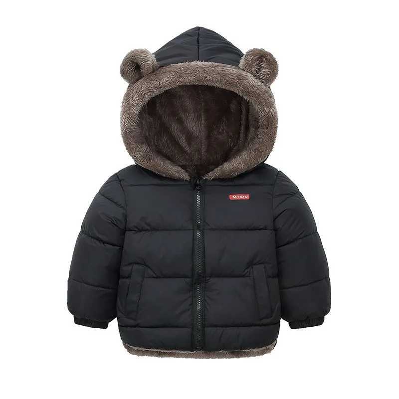 Cute Ears Down Jackets Children Boys Girls Coats Autumn Winter Warm Zipper Hooded Outerwear Solid Color Fashion Casual ClothingXJ241214