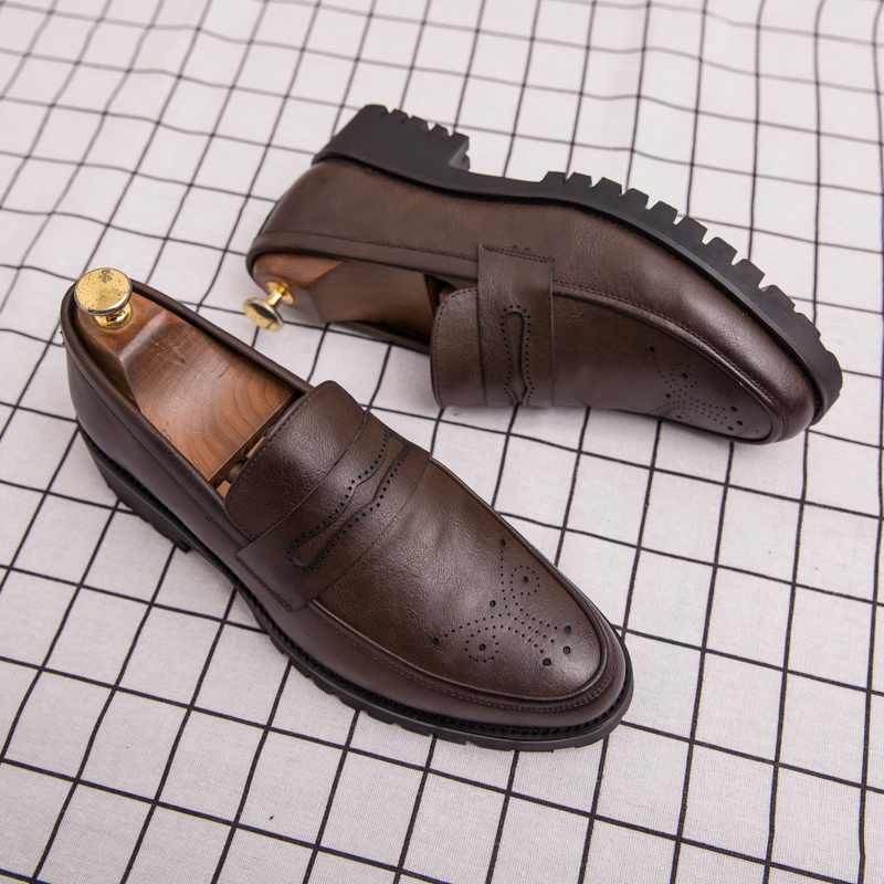 2022 Brand Penny Loafers Men Casual Slip On Leather Dress Shoes Big Size 38-46 Brogue Carving Loafer Driving Party