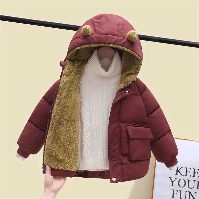 Childrens Down Cotton Coat Boys Padded Thickened Casual Jacket Winter New Girls Warm Cute Solid Color Clothing 2-6 YearsXJ241214