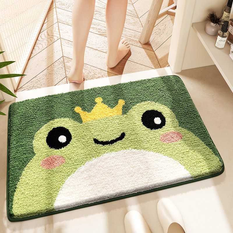 Cartoon animal bathroom anti slip mat, quick drying foot mat, household bathroom floor mat, strong absorbent plush carpet