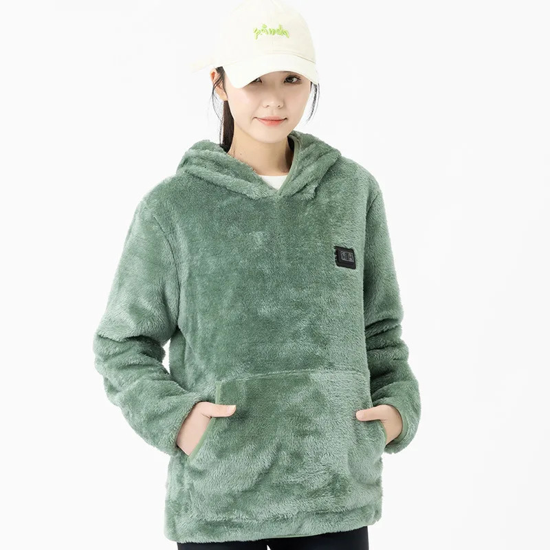 fashion winter outdoor intelligent USB heating couple universal casual sweater coral fleece heating clothing warm cover 241214