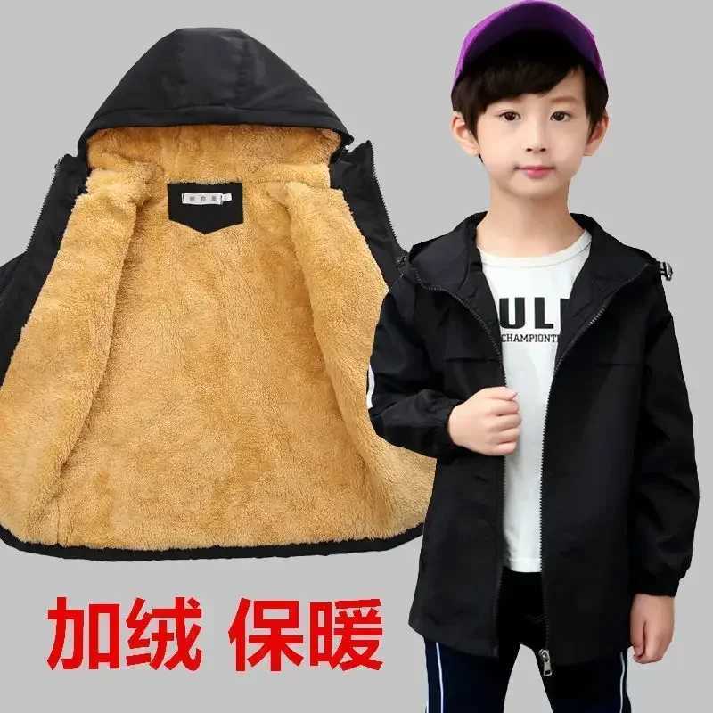 Autumn Childrens Clothes Double-sided Wear Jacket Fleece Coat Boy Waterproof Windproof Children Outerwear Sport Jacket For BoysXJ241214
