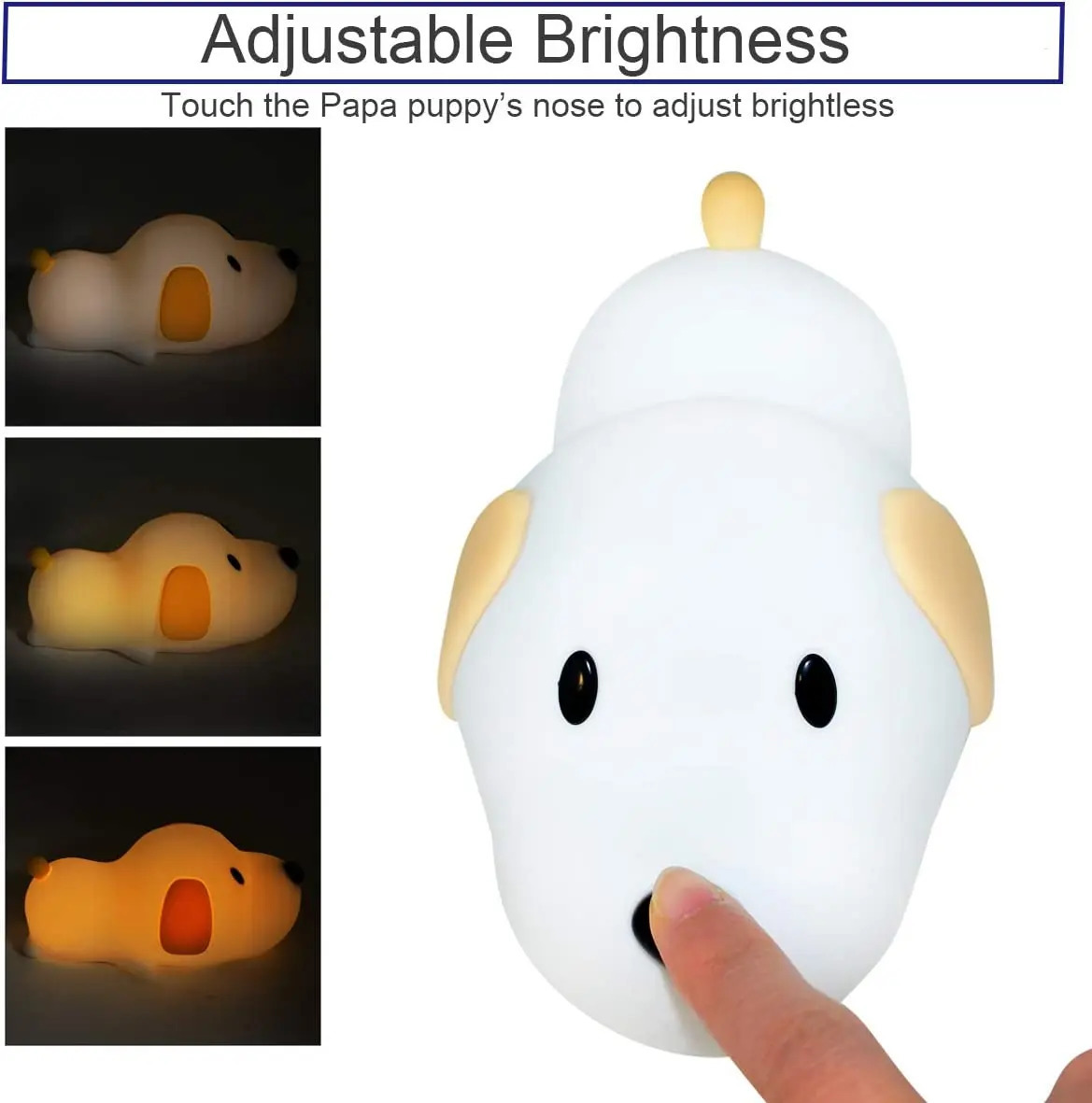Silicone LED Papa Puppy Night Light Animal Lamp Touch Sensor Dog Night Lamp Children Kid Bedside Bedroom Decor Birthday Gifts 241216