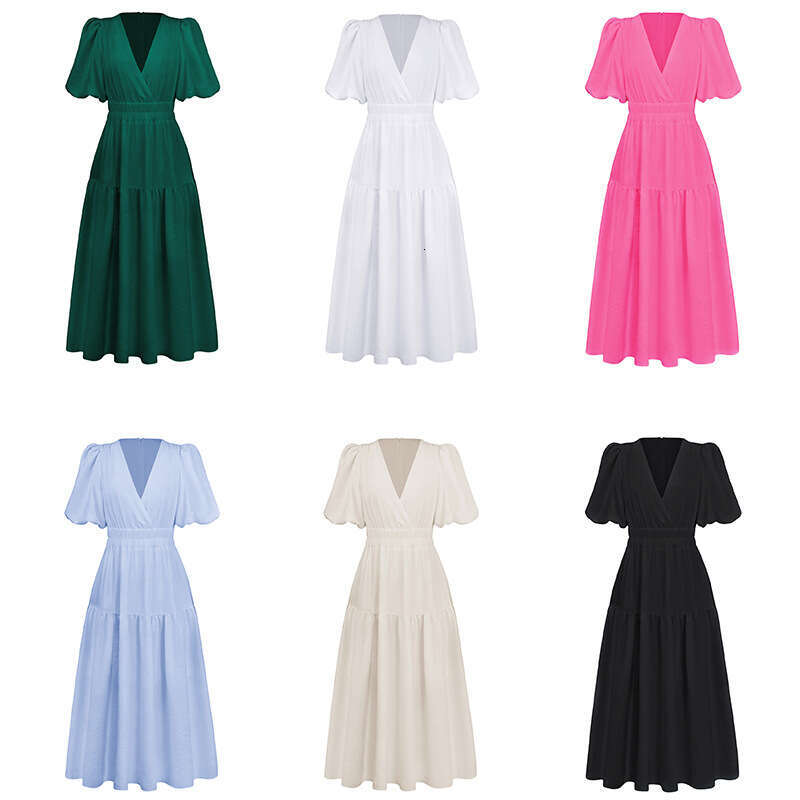 Summer New Product: Advanced Deep V-Sleeve Holiday Dress, European And American Women's Fashion Quality Classic