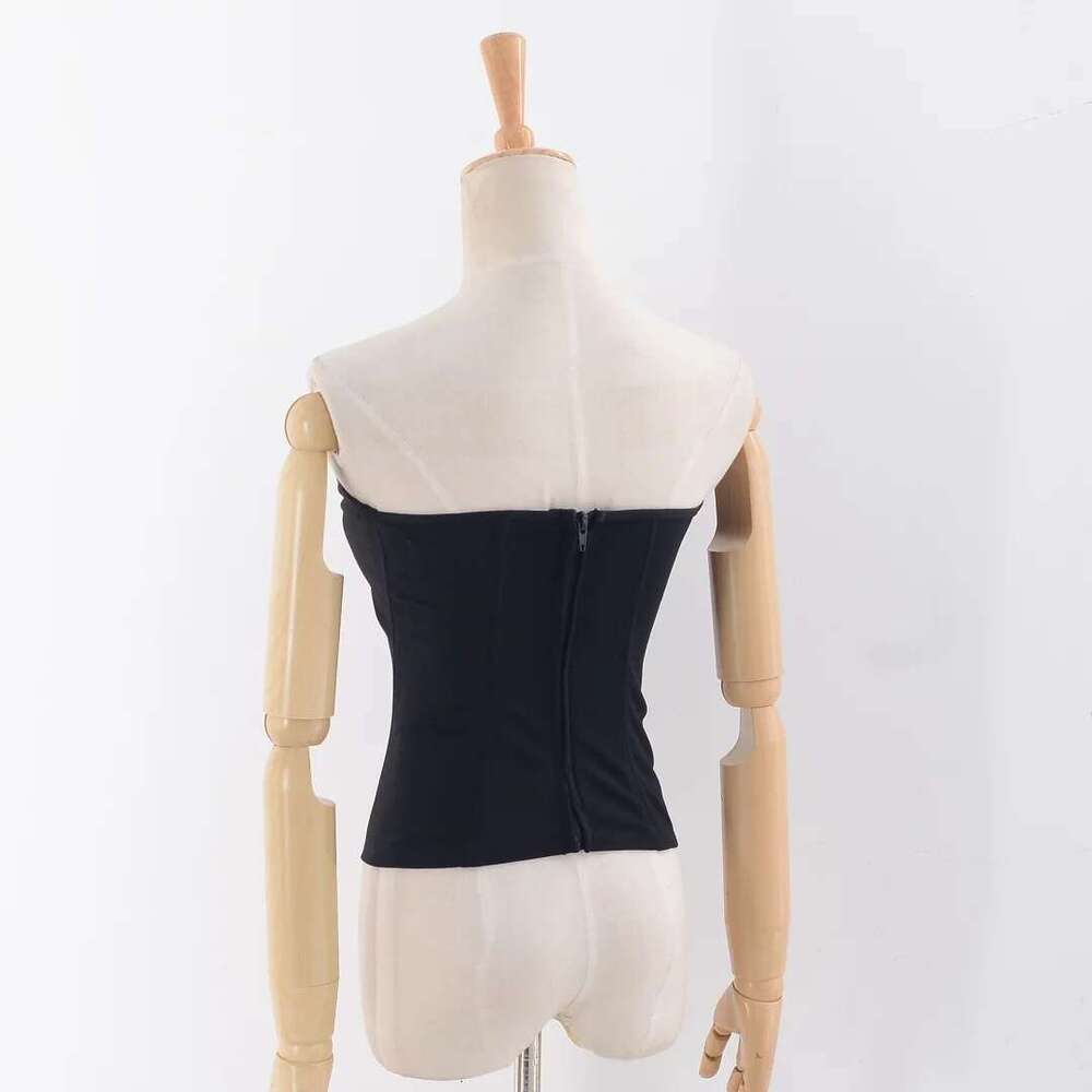 European American INS spicy girl three-dimensional cut slimming fishbone sexy corset, strapless wrap, slim fit, off shoulder base top 2024 new style, 