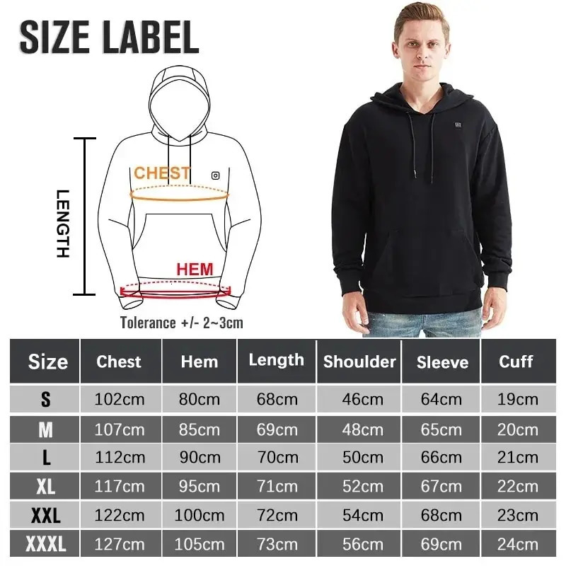 5 Areas Heated Hoodies Men Women Harajuku Heated Sweatshirts Winter Warm Usb Heating Coat Self Heating Thermal Heated Jacket 241214