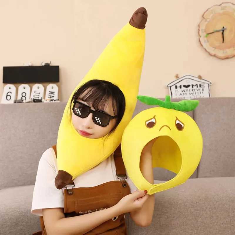Fun Banana Party Costume Hat Warm Role Playing Hat Cartoon Plush Costume Ball Dress Hair Carnival Accessories Y241216