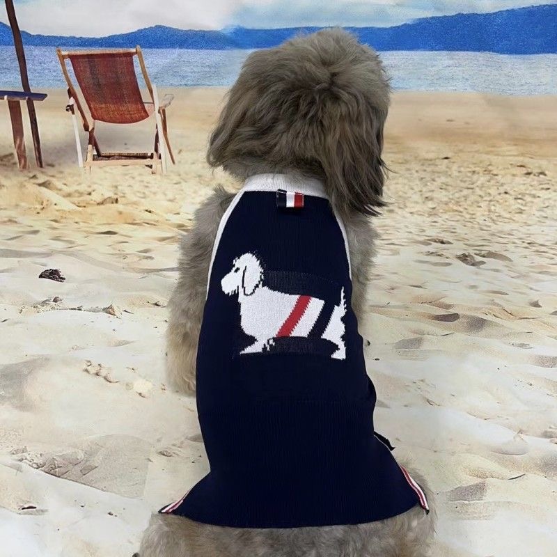 Ice Hemp Dog Clothes for Girls Boys Striped Dog Print Striped Dog Sweater for All Seasons, Sleeveless Breathable Dog Vest for Small Medium Cats Dogs, 