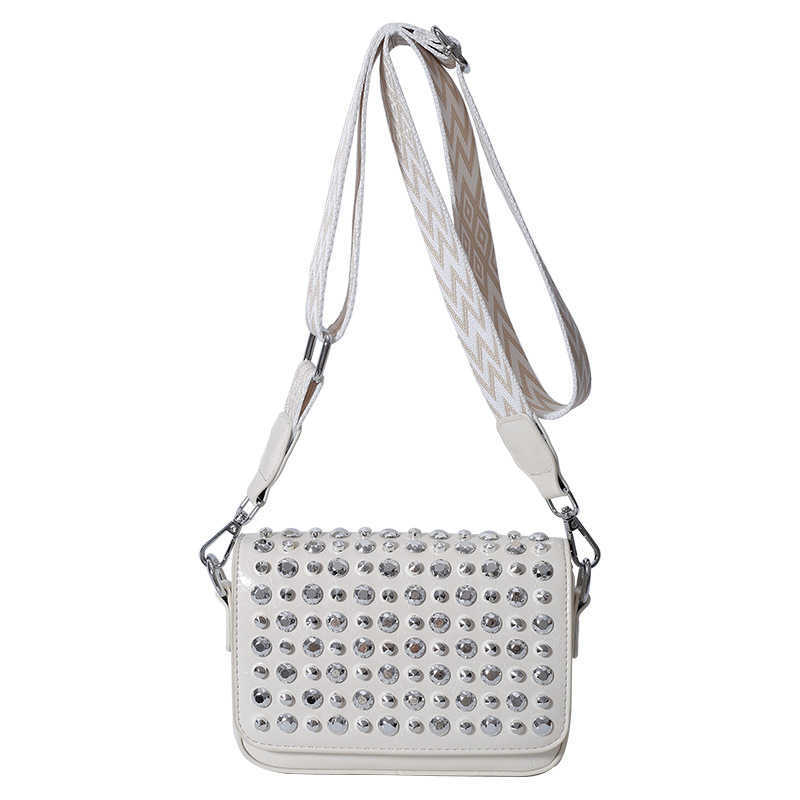 Niche Design Full Diamond Water Diamond Bag Women Fashionable Versatile Shoulder Bag Broadband Crossover Small Square Bag 241215