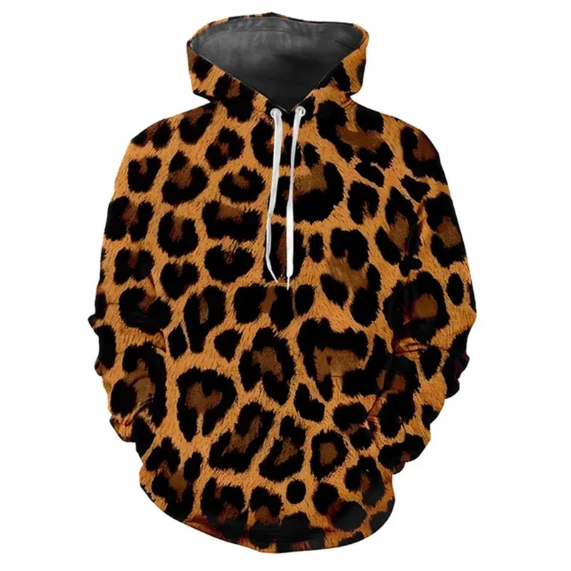 Leopard Stripe Hoodie Pullover Long Sleeves Loose Sweatershirt 3D printed Autumn Fashion Trend Clothes Street Cool Hooded Hoodie 241214