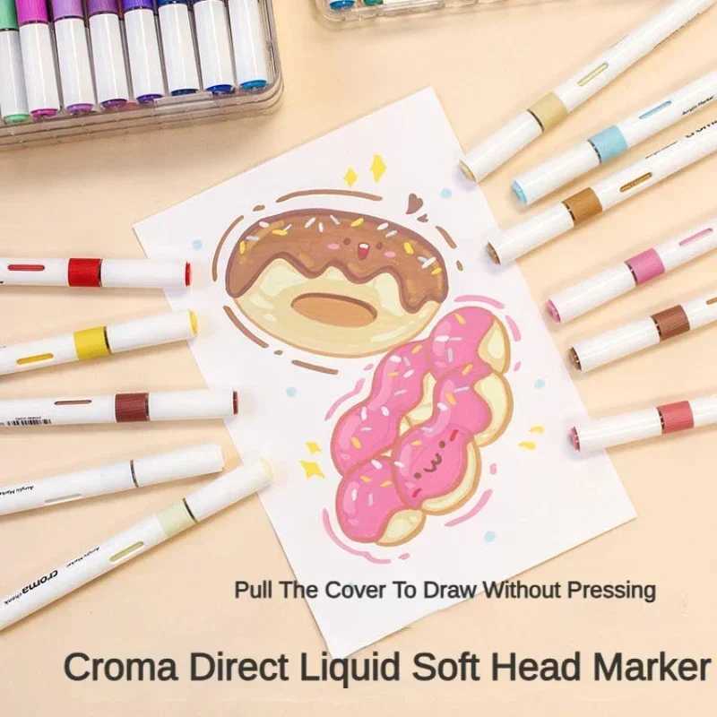 Markers Croma 24/48/72 Colors Acrylic Direct liquid Marker Waterproof Sketch Oily Alcohol Based Marker for DIY Art Supplies Stationery H241215