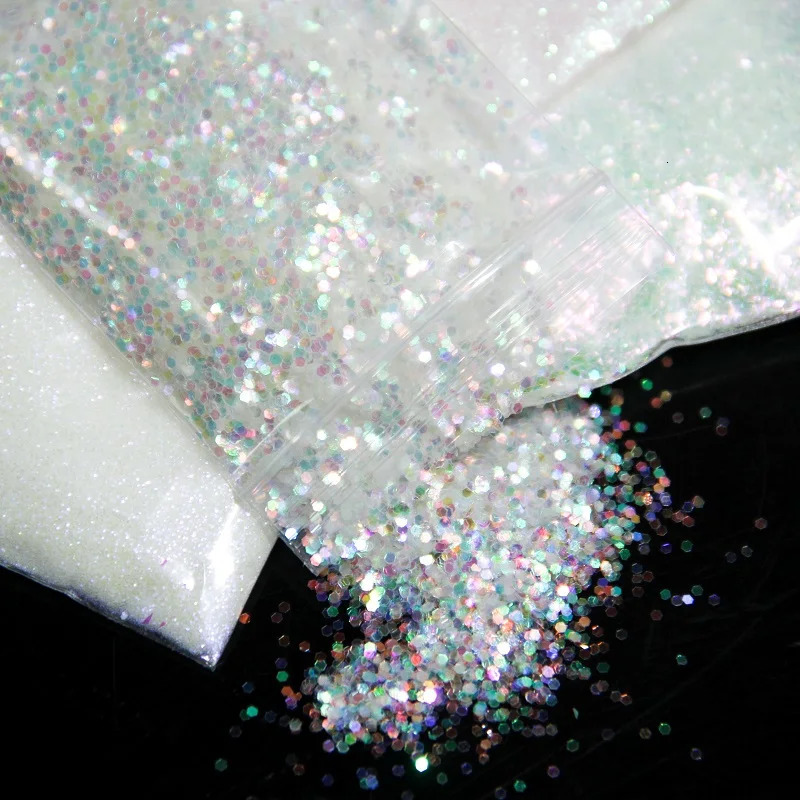 White iris nail glitter AB color mermaid mirror irregular slice 3D thin film paint art decoration 241213