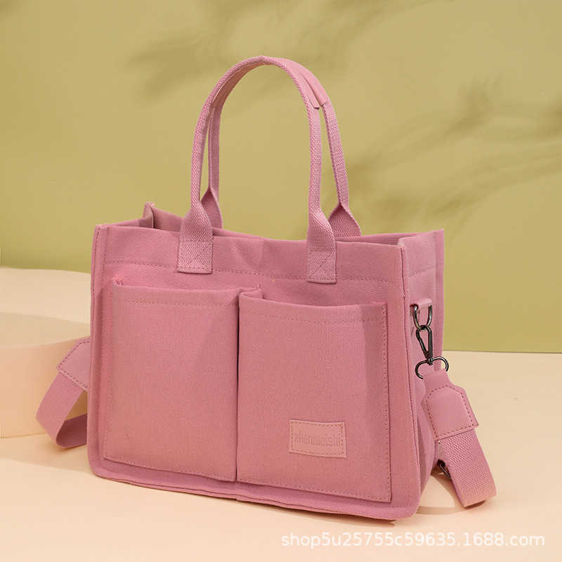 canvas bag women's Korean version fashionable large capacity single shoulder crossbody bag tote bag hard bottom three-dimensional women's ba