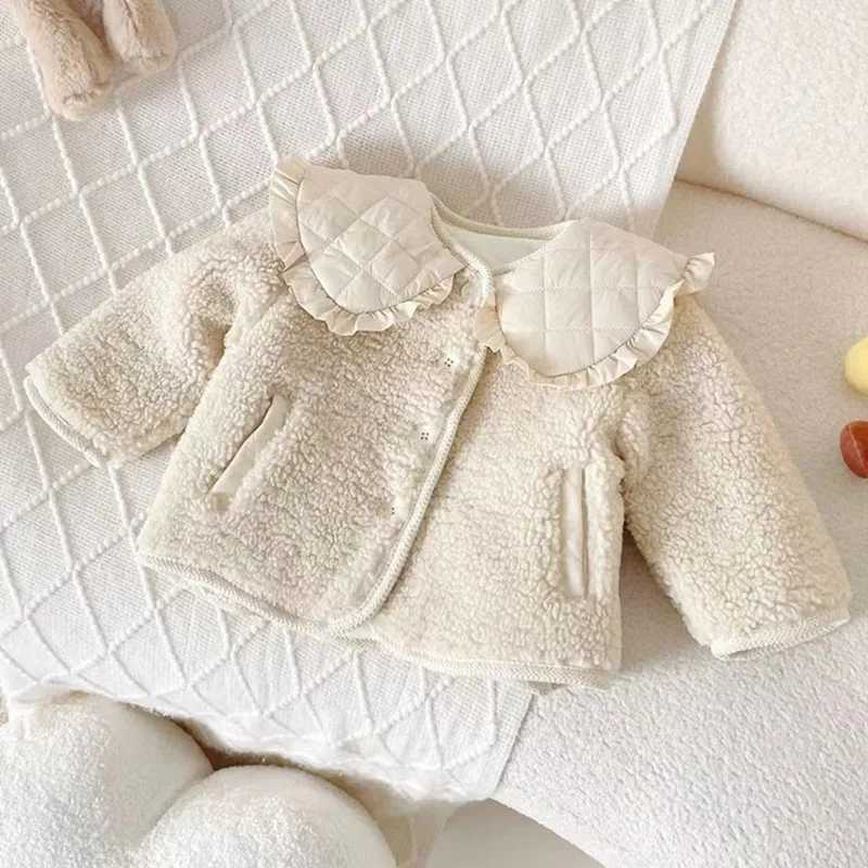 Baby Clothes Girls Winter Cotton Padded Jacket Warm Fleece Coat Children Outerwear Kids Velvet Cardigan Coat Lamb Wool CoatsXJ241214