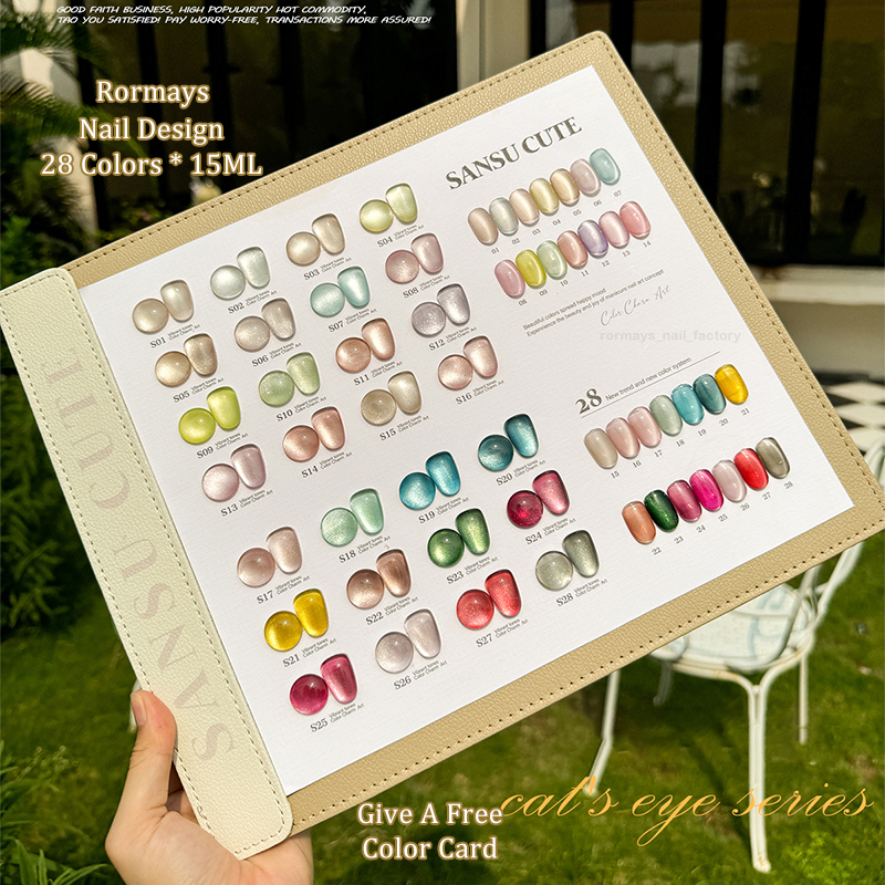 Rormays Autumn New Glass Bead Cat's Eye gel 28PCS Varnish gel Lasting Shiny Cat's Eye Nail Salon UV LED Primer Special Kit 15ML Wholesale Fa