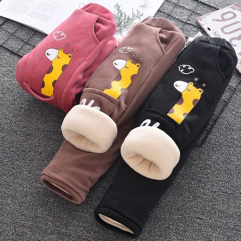 Trousers Childrens Long Pants With Thick Velvet For Winter Clothing Bathroom Integrated Babies Autumn And Casual Loose Girls Boys Dro Oto4A