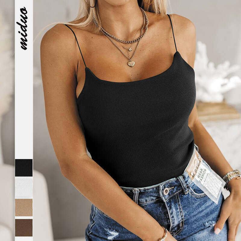 European And American Threaded Fashion Spicy Girl BM Inner Wear Outer Knitted Strap Tank Top