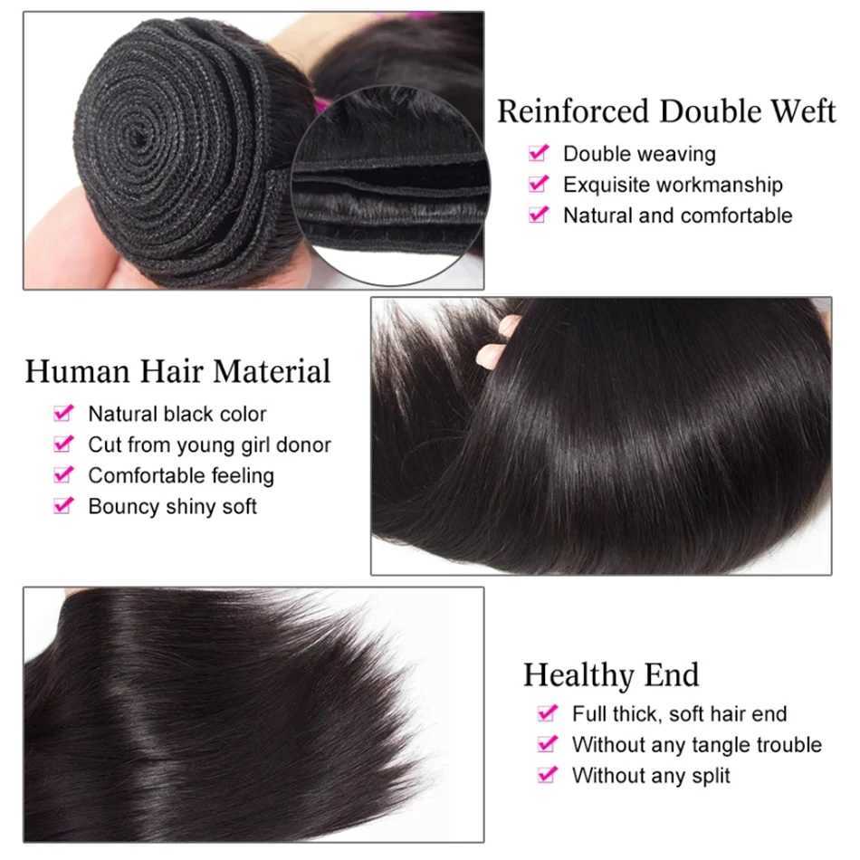 30 Inch Bone Straight Human Hair Weave Bundles 12 A Brazilian Natural Color 100% Remy Human Hair Extension 1 3 4 Bundles WeftXJ241216