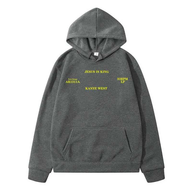 Mens Pullover Hoodie Jesus is King Retro Autumn Blue Hip Hop Flce Hoodie City Clothing Hoodie Womens Hoodie X241216